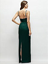 Rear View Thumbnail - Evergreen Corset-Style Crepe Column Maxi Dress with Adjustable Straps