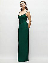 Side View Thumbnail - Hunter Green Corset-Style Crepe Column Maxi Dress with Adjustable Straps