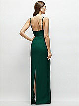 Rear View Thumbnail - Hunter Green Corset-Style Crepe Column Maxi Dress with Adjustable Straps