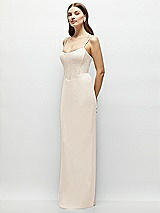 Side View Thumbnail - Oat Corset-Style Crepe Column Maxi Dress with Adjustable Straps