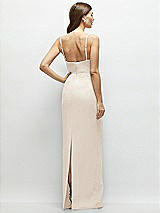 Rear View Thumbnail - Oat Corset-Style Crepe Column Maxi Dress with Adjustable Straps