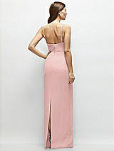 Rear View Thumbnail - Rose - PANTONE Rose Quartz Corset-Style Crepe Column Maxi Dress with Adjustable Straps