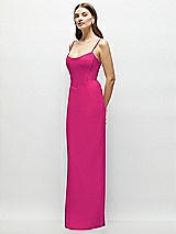 Side View Thumbnail - Think Pink Corset-Style Crepe Column Maxi Dress with Adjustable Straps