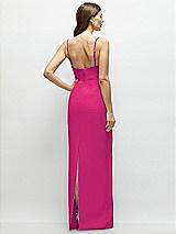 Rear View Thumbnail - Think Pink Corset-Style Crepe Column Maxi Dress with Adjustable Straps