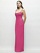 Side View Thumbnail - Tea Rose Corset-Style Crepe Column Maxi Dress with Adjustable Straps