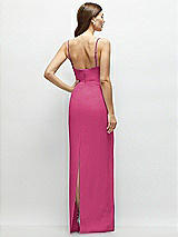 Rear View Thumbnail - Tea Rose Corset-Style Crepe Column Maxi Dress with Adjustable Straps