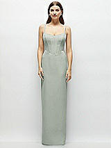 Front View Thumbnail - Willow Green Corset-Style Crepe Column Maxi Dress with Adjustable Straps