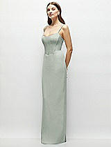 Side View Thumbnail - Willow Green Corset-Style Crepe Column Maxi Dress with Adjustable Straps