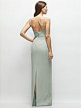 Rear View Thumbnail - Willow Green Corset-Style Crepe Column Maxi Dress with Adjustable Straps
