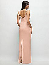 Rear View Thumbnail - Pale Peach Corset Midriff Crepe Column Maxi Dress
