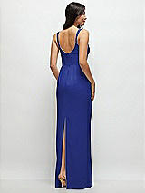 Rear View Thumbnail - Cobalt Blue Corset Midriff Crepe Column Maxi Dress