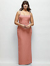 Alt View 1 Thumbnail - Desert Rose Corset Midriff Crepe Column Maxi Dress