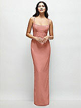 Front View Thumbnail - Desert Rose Corset Midriff Crepe Column Maxi Dress