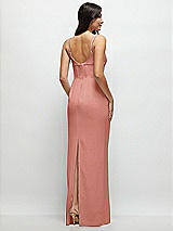 Rear View Thumbnail - Desert Rose Corset Midriff Crepe Column Maxi Dress