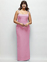 Alt View 1 Thumbnail - Powder Pink Corset Midriff Crepe Column Maxi Dress