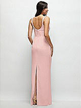 Rear View Thumbnail - Rose - PANTONE Rose Quartz Corset Midriff Crepe Column Maxi Dress