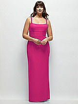 Alt View 1 Thumbnail - Think Pink Corset Midriff Crepe Column Maxi Dress