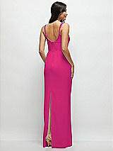 Rear View Thumbnail - Think Pink Corset Midriff Crepe Column Maxi Dress