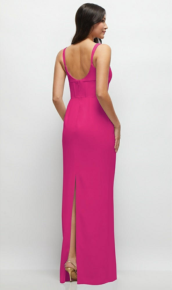 Back View - Think Pink Corset Midriff Crepe Column Maxi Dress