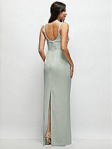 Rear View Thumbnail - Willow Green Corset Midriff Crepe Column Maxi Dress