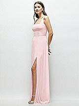 Side View Thumbnail - Ballet Pink Square Neck Chiffon Maxi Dress with Circle Skirt