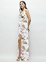 Side View Thumbnail - Butterfly Botanica Ivory Square Neck Chiffon Maxi Dress with Circle Skirt