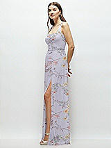 Side View Thumbnail - Butterfly Botanica Silver Dove Square Neck Chiffon Maxi Dress with Circle Skirt
