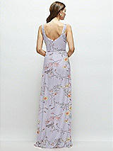 Rear View Thumbnail - Butterfly Botanica Silver Dove Square Neck Chiffon Maxi Dress with Circle Skirt