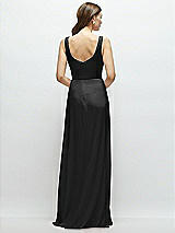 Rear View Thumbnail - Black Square Neck Chiffon Maxi Dress with Circle Skirt