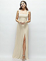 Front View Thumbnail - Champagne Square Neck Chiffon Maxi Dress with Circle Skirt