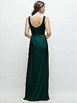Rear View Thumbnail - Evergreen Square Neck Chiffon Maxi Dress with Circle Skirt