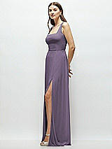 Side View Thumbnail - Lavender Square Neck Chiffon Maxi Dress with Circle Skirt
