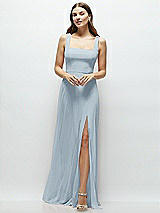 Front View Thumbnail - Mist Square Neck Chiffon Maxi Dress with Circle Skirt