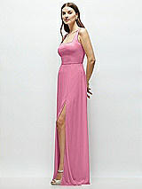 Side View Thumbnail - Orchid Pink Square Neck Chiffon Maxi Dress with Circle Skirt
