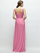 Rear View Thumbnail - Orchid Pink Square Neck Chiffon Maxi Dress with Circle Skirt