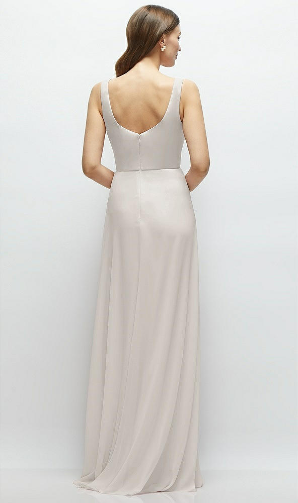Back View - Oyster Square Neck Chiffon Maxi Dress with Circle Skirt