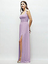 Side View Thumbnail - Pale Purple Square Neck Chiffon Maxi Dress with Circle Skirt