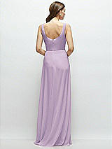 Rear View Thumbnail - Pale Purple Square Neck Chiffon Maxi Dress with Circle Skirt