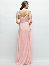 Rear View Thumbnail - Rose - PANTONE Rose Quartz Square Neck Chiffon Maxi Dress with Circle Skirt