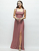 Front View Thumbnail - Rosewood Square Neck Chiffon Maxi Dress with Circle Skirt