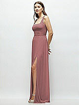 Side View Thumbnail - Rosewood Square Neck Chiffon Maxi Dress with Circle Skirt