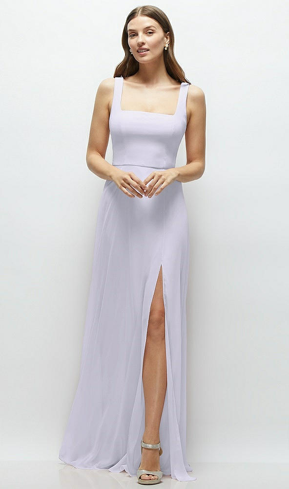 Front View - Silver Dove Square Neck Chiffon Maxi Dress with Circle Skirt
