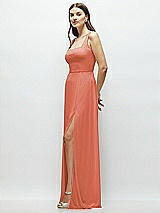 Side View Thumbnail - Terracotta Copper Square Neck Chiffon Maxi Dress with Circle Skirt