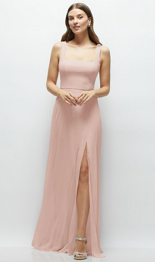 Front View - Toasted Sugar Square Neck Chiffon Maxi Dress with Circle Skirt