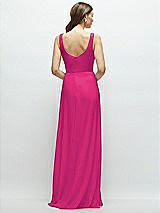 Rear View Thumbnail - Think Pink Square Neck Chiffon Maxi Dress with Circle Skirt
