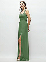 Side View Thumbnail - Vineyard Green Square Neck Chiffon Maxi Dress with Circle Skirt