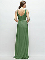 Rear View Thumbnail - Vineyard Green Square Neck Chiffon Maxi Dress with Circle Skirt