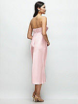 Rear View Thumbnail - Ballet Pink Strapless Bow-Bandeau Cutout Satin Midi Slip Dress