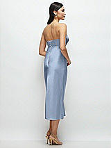 Rear View Thumbnail - Cloudy Strapless Bow-Bandeau Cutout Satin Midi Slip Dress