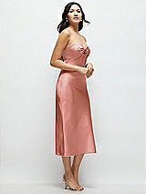 Side View Thumbnail - Desert Rose Strapless Bow-Bandeau Cutout Satin Midi Slip Dress